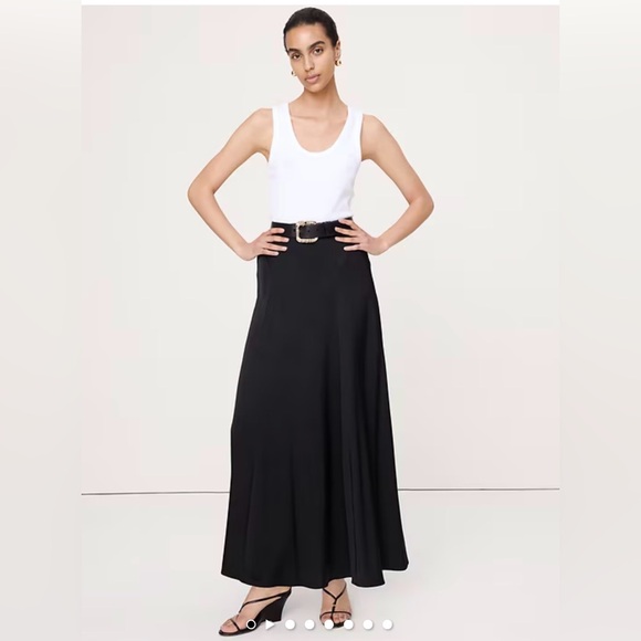 NWOT Banana Republic Stretch Satin Maxi Black Skirt Sz Small (#817875)
